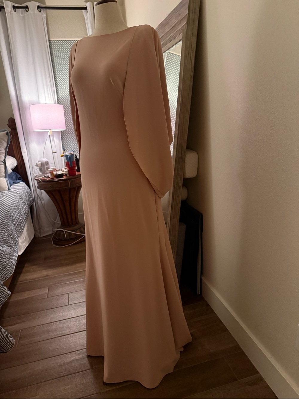 Tadashi Shoji Blush Pink Long-Sleeve Maxi Dress